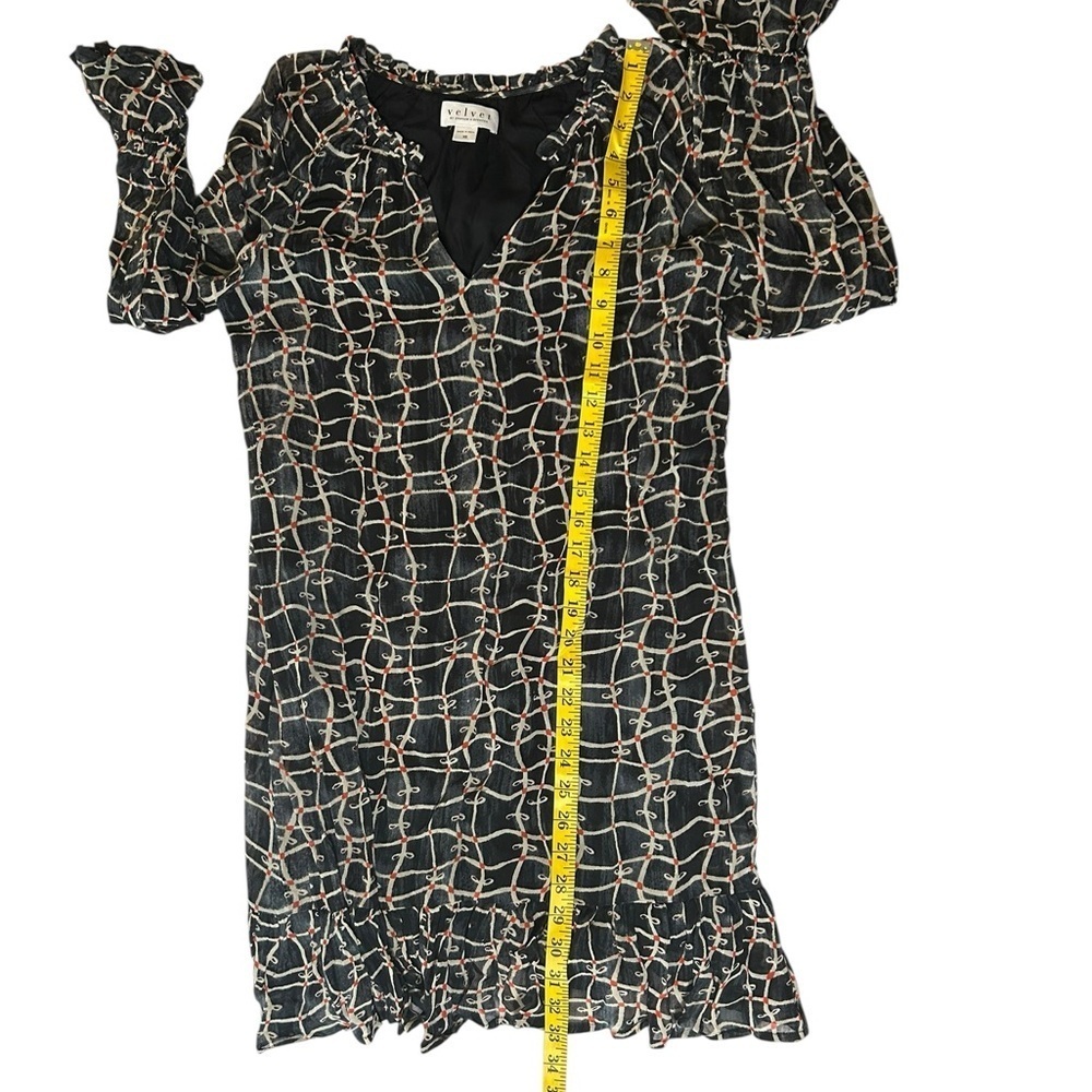 VELVET By Graham & Spencer Zurich Print Dress Long Sleeve Shift Black Size XS - Picture 8 of 13